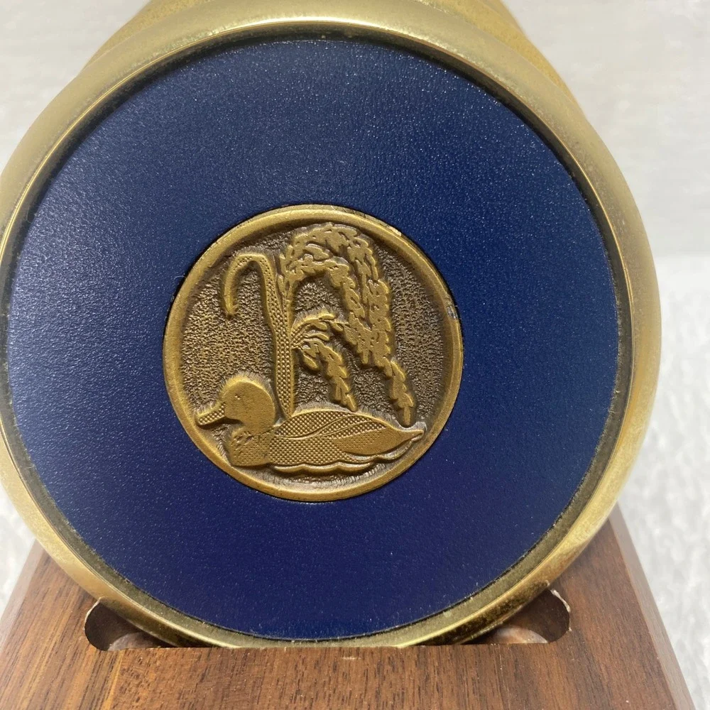 Vintage Duck Coasters Brass Wood Coaster Set of 4 Wooden Holder Man Cave Bar
